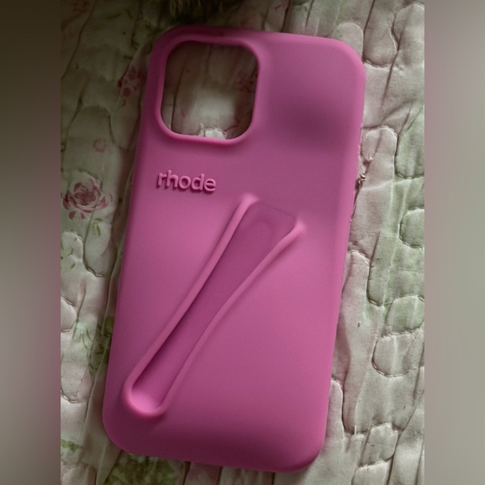 RHODE Pink Silicone Phone Case with Integrated Strap Grip